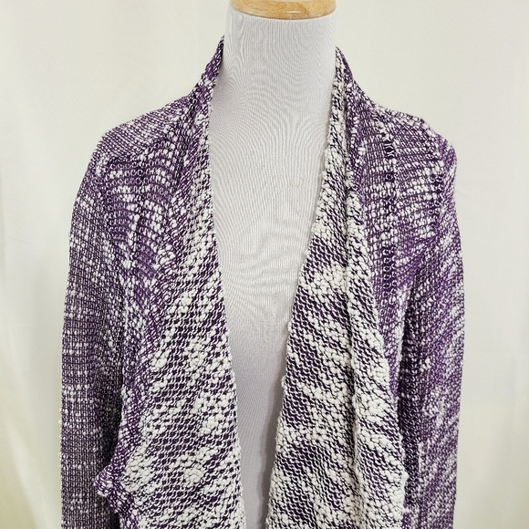 Fabletics Moscow Wrap Cardigan eggplant purple cream size small - Picture 5 of 10